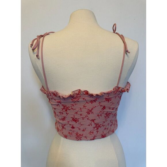 Motel Urban Outfitters  Kalsi Top in Love Bloom Pink Flock Top Size Small - Picture 5 of 6